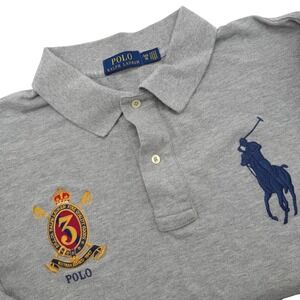 Polo Ralph Lauren Polo Shirt Men's 1XB Grey Big Pony Heritage Crest Short Sleeve